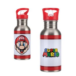 Super Mario - Metal Bottle Water with Straw